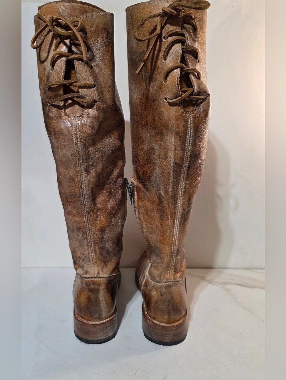 BED STU MANCHESTER TALL LEATHER LACE UP RIDING BOOTS TAN RUSTIC WESTERN SZ 7 - Picture 7 of 15